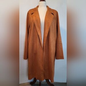 NWT Davi & Dani Rust Open Front Faux Seude Coat Sixe 2X